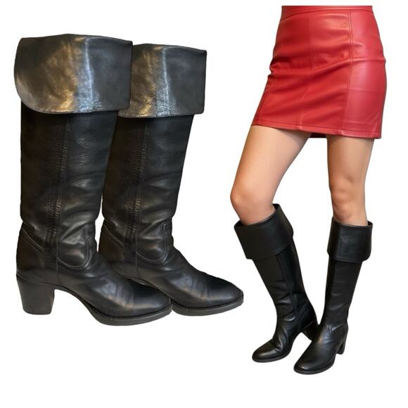 RALPH LAUREN COLLECTION Purple Label Black Leather Over the Knee Boots 6.5 Italy - Picture 12 of 16